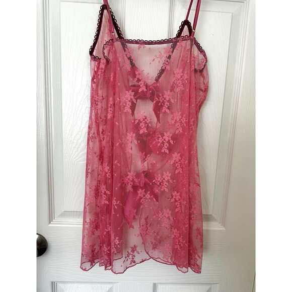 Fleur Du Mal Untie Me Floral Lace Nightie Slip Lingerie Cami w/Satin Ribbon Bows - Picture 7 of 11